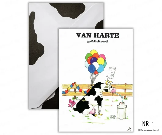 van harte gefeliciteerd Nr 1 koeienkaart koe cartoon