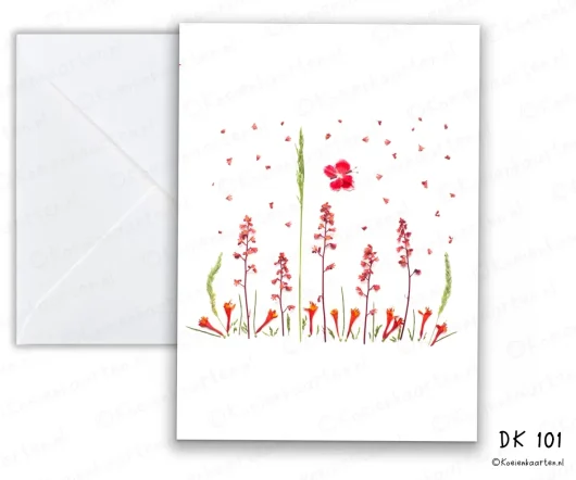 rode bloemen DK 101 foto wenskaart diverse kaarten koeienkaarten