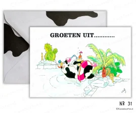 groeten uit 31 koeienkaart wenskaart koe cartoon