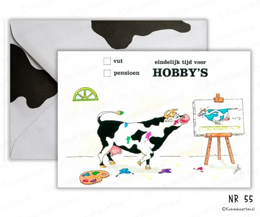 eindelijk tijd voor hobbys Nr 55 koeienkaarten koe cartoon