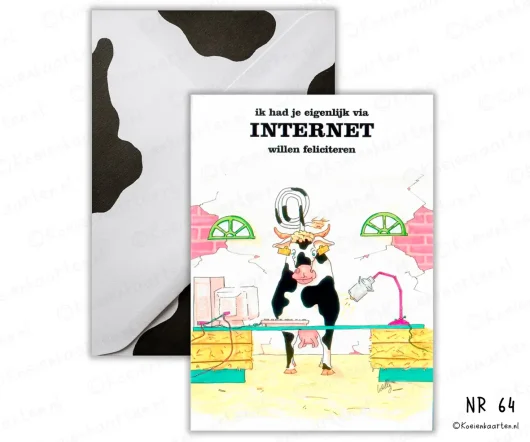 internet felicitatie Nr 64 koeienkaart wenskaart koe cartoon