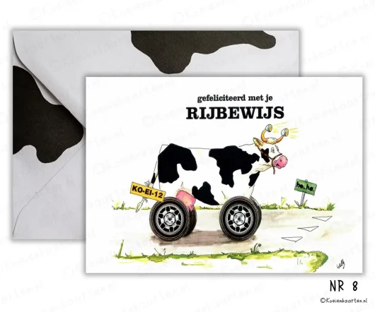 rijbewijs nr 8 gefeliciteerd met je rijbewijs koeienkaart